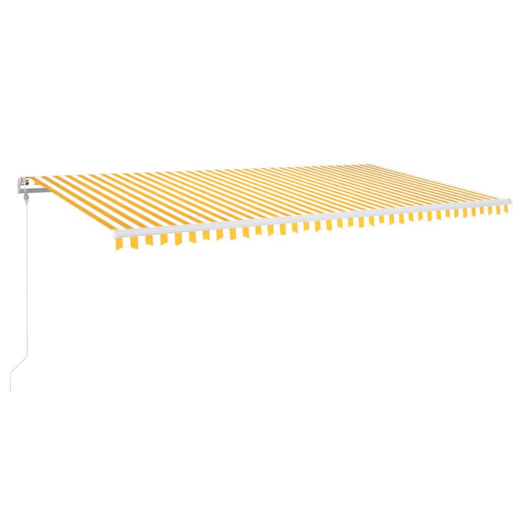 vidaXL markise m. LED + vindsensor 600x350 cm automatisk gul og hvid