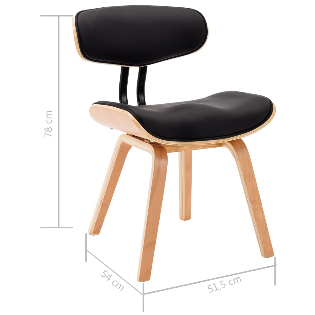 vidaXL spisebordsstol 2 stk. bøjet træ og kunstlæder sort