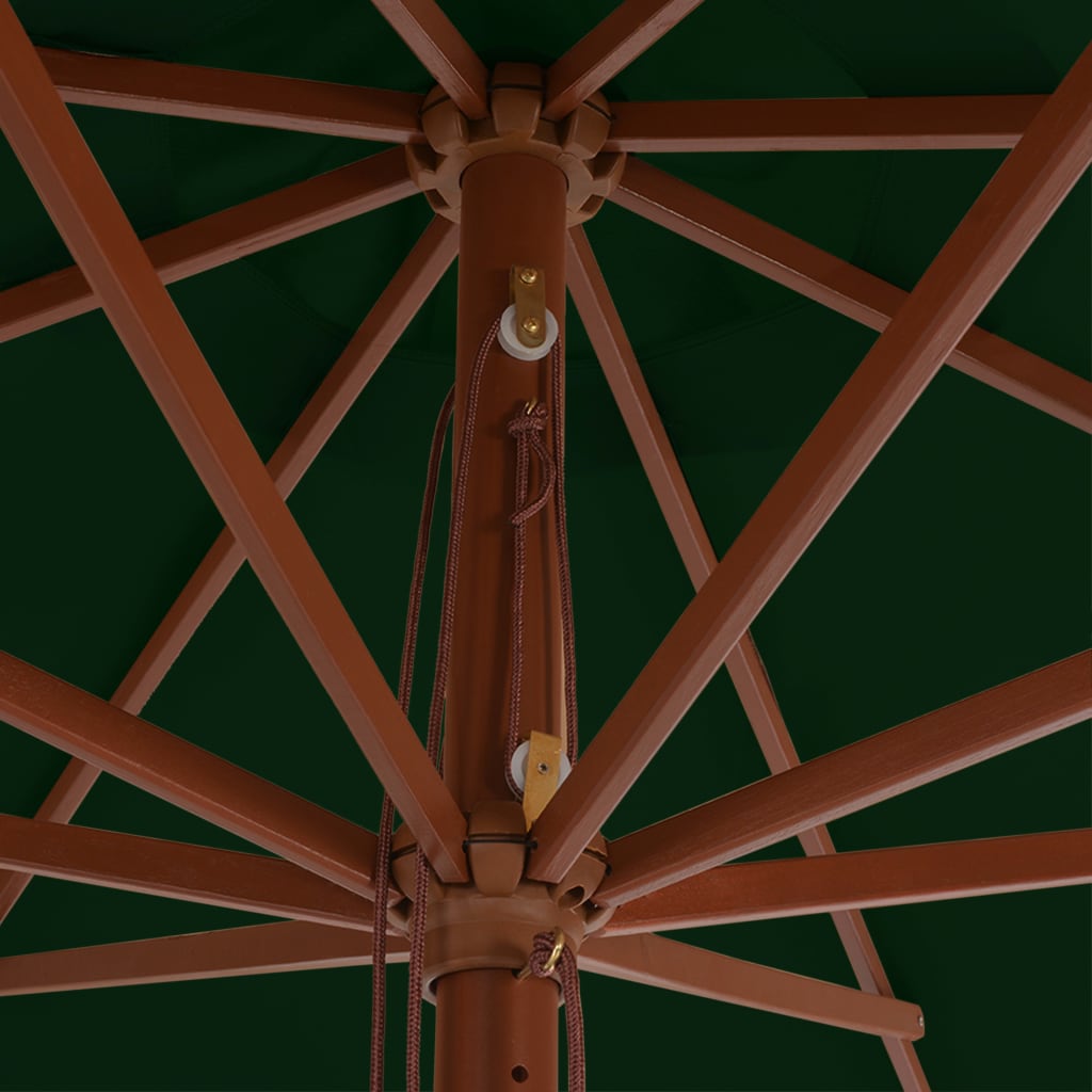 vidaXL udendørs parasol med træstang 350 cm grøn