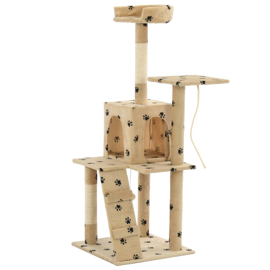 vidaXL kradsetræ til katte med sisal-kradsestolper 120 cm beige poteprint