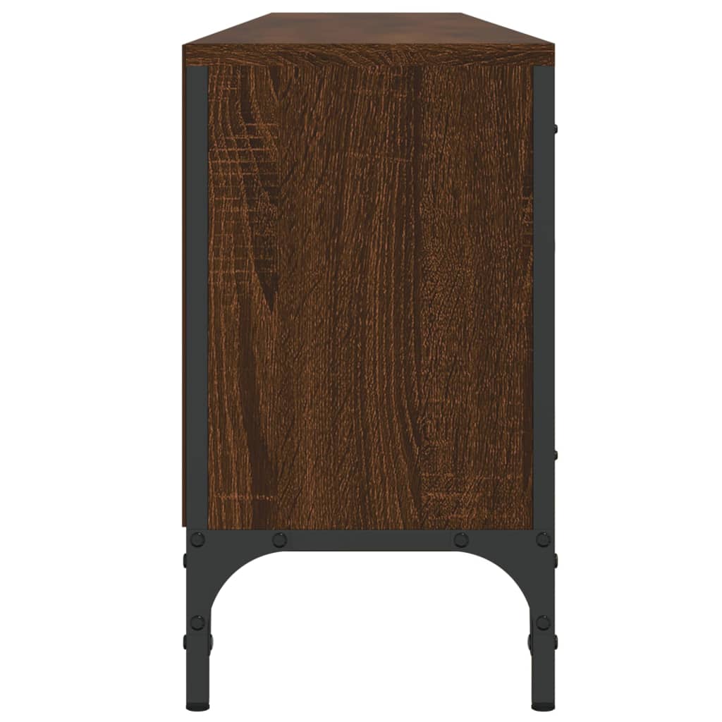 vidaXL tv-bord med skuffe 200x25x44 cm konstrueret træ brunt egetræ