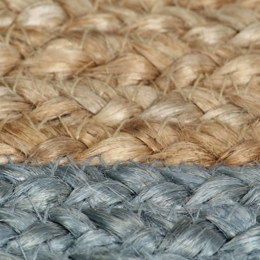 vidaXL håndlavet tæppe med olivengrøn kant jute 90 cm