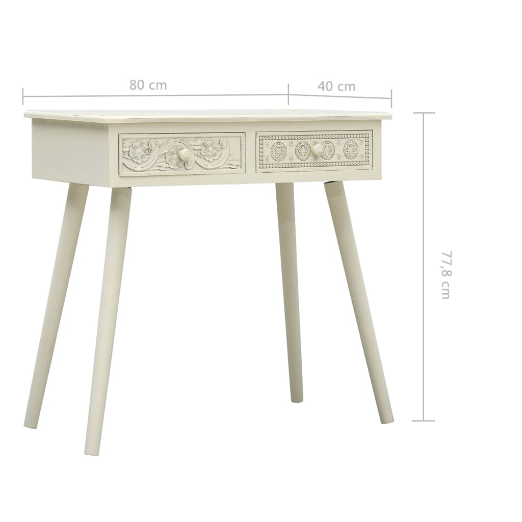vidaXL konsolbord 2 skuffer 80 x 40 x 77,8 cm udskåret design træ grå