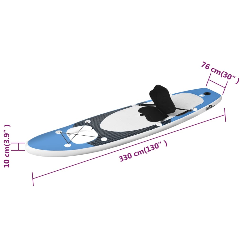 vidaXL oppusteligt paddleboardsæt 330x76x10 cm havblå