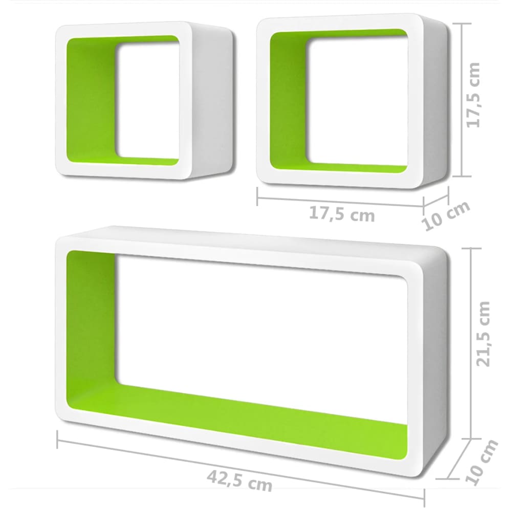 vidaXL kubeformede væghylder 6 stk. hvid og grøn