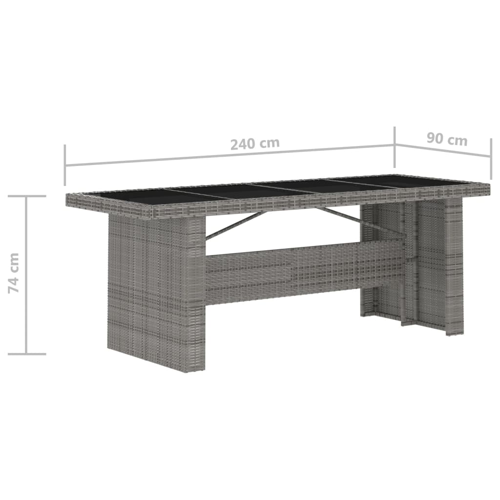 vidaXL udendørs spisebordssæt 11 dele med hynder polyrattan grå