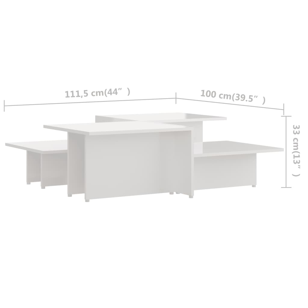 vidaXL sofabord 2 stk. 111,5x50x33 cm konstrueret træ hvid højglans