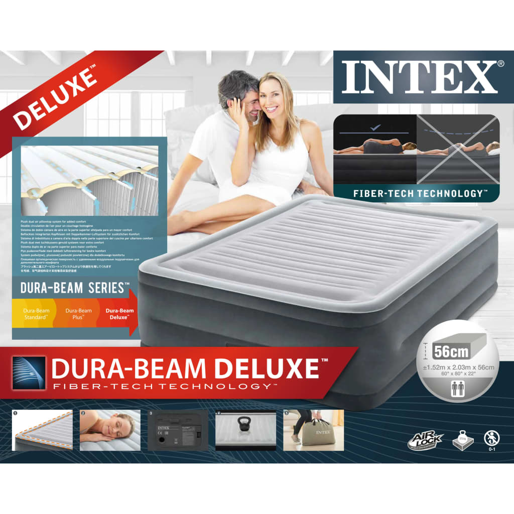 Intex luftmadras Dura-Beam Deluxe Comfort Plush 56 cm queensize