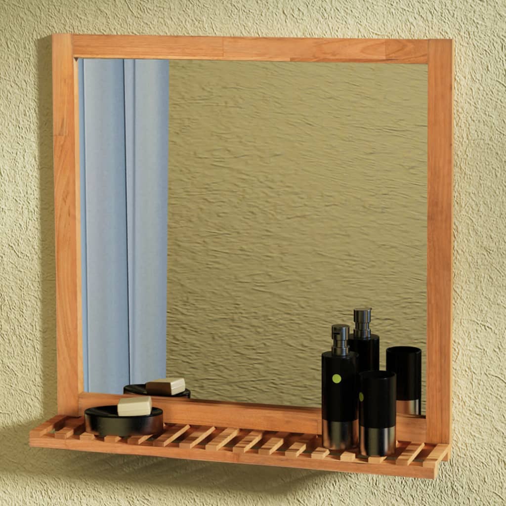 vidaXL badeværelsespejl massivt valnødtræ 60 x 63 cm