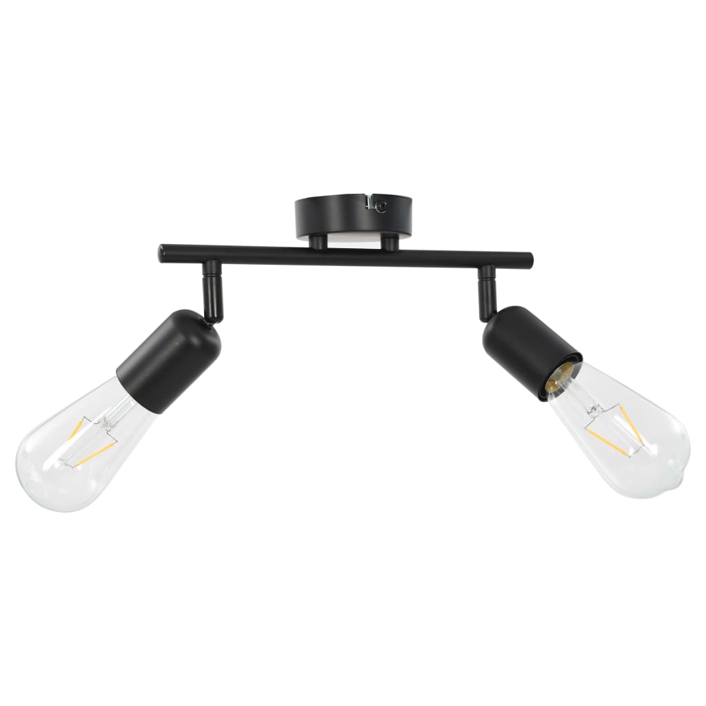 vidaXL 2-vejs spotlampe med glødepærer 2 W E27 sort