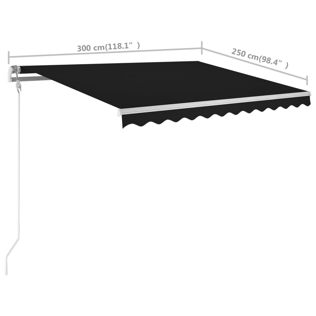 vidaXL markise m. stolper 3x2,5 m manuel betjening antracitgrå