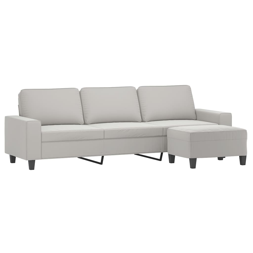vidaXL 3-personers sofa med fodskammel 210 cm mikrofiberstof lysegrå