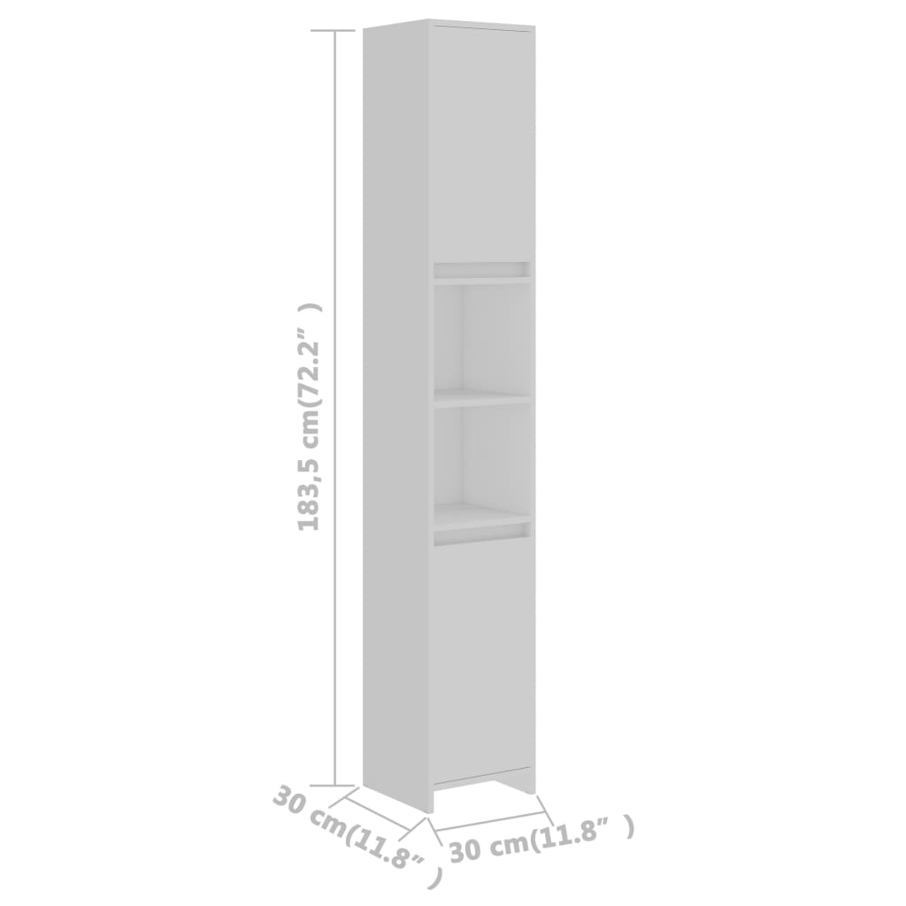 vidaXL badeværelsesskab 30x30x183,5 cm spånplade hvid