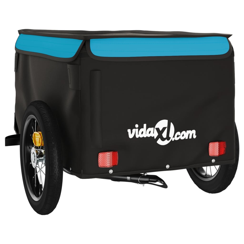 vidaXL cykelanhænger 30 kg jern sort og blå