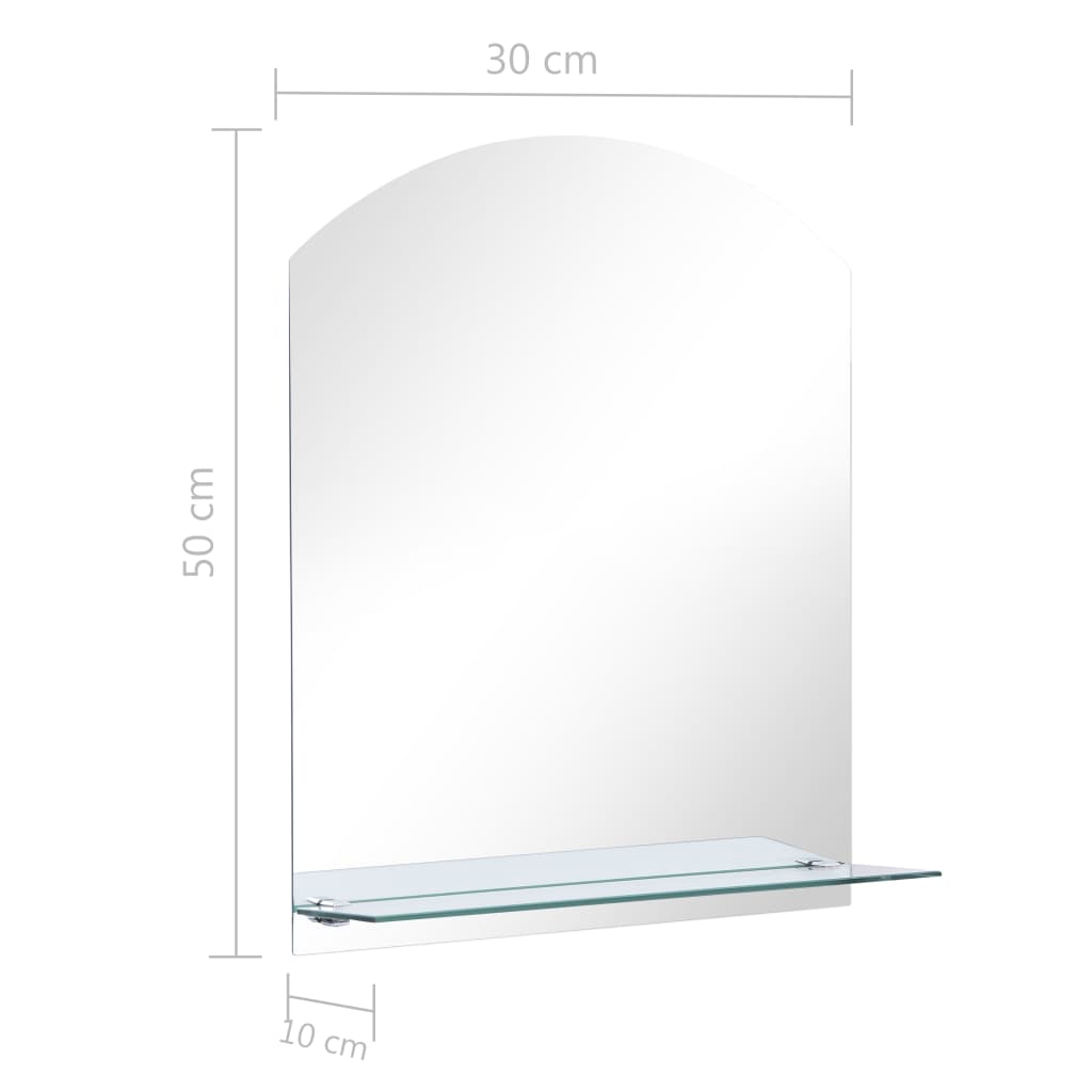 vidaXL vægspejl med hylde 30x50 cm hærdet glas