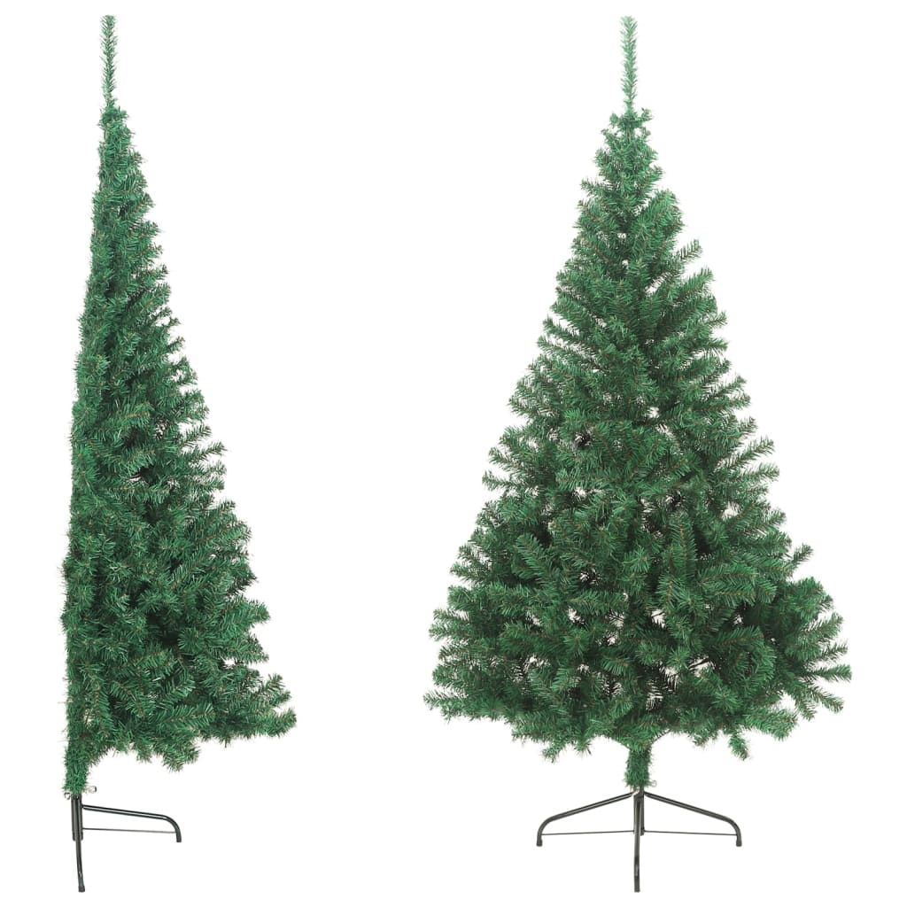vidaXL kunstigt halvt juletræ med juletræsfod 180 cm PVC grøn