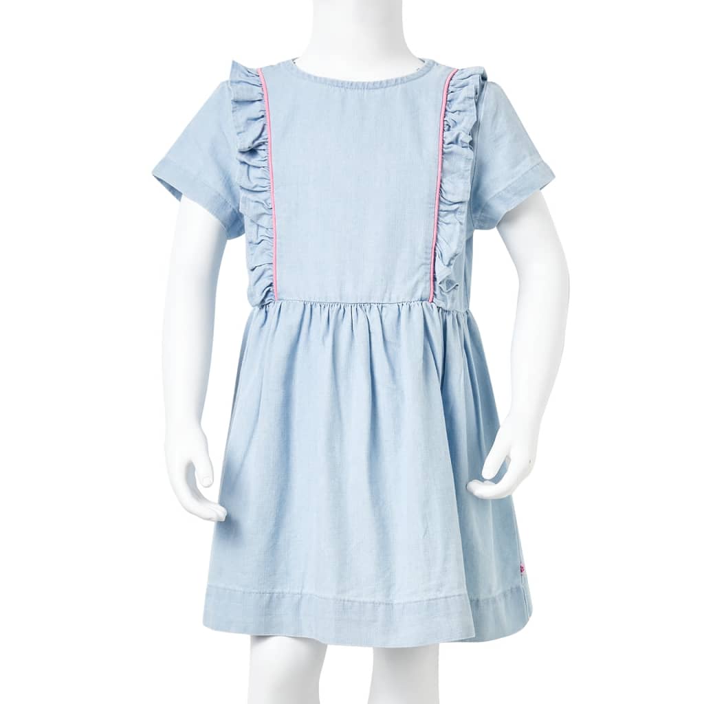 Kjole til børn str. 92 med flæser lyseblå