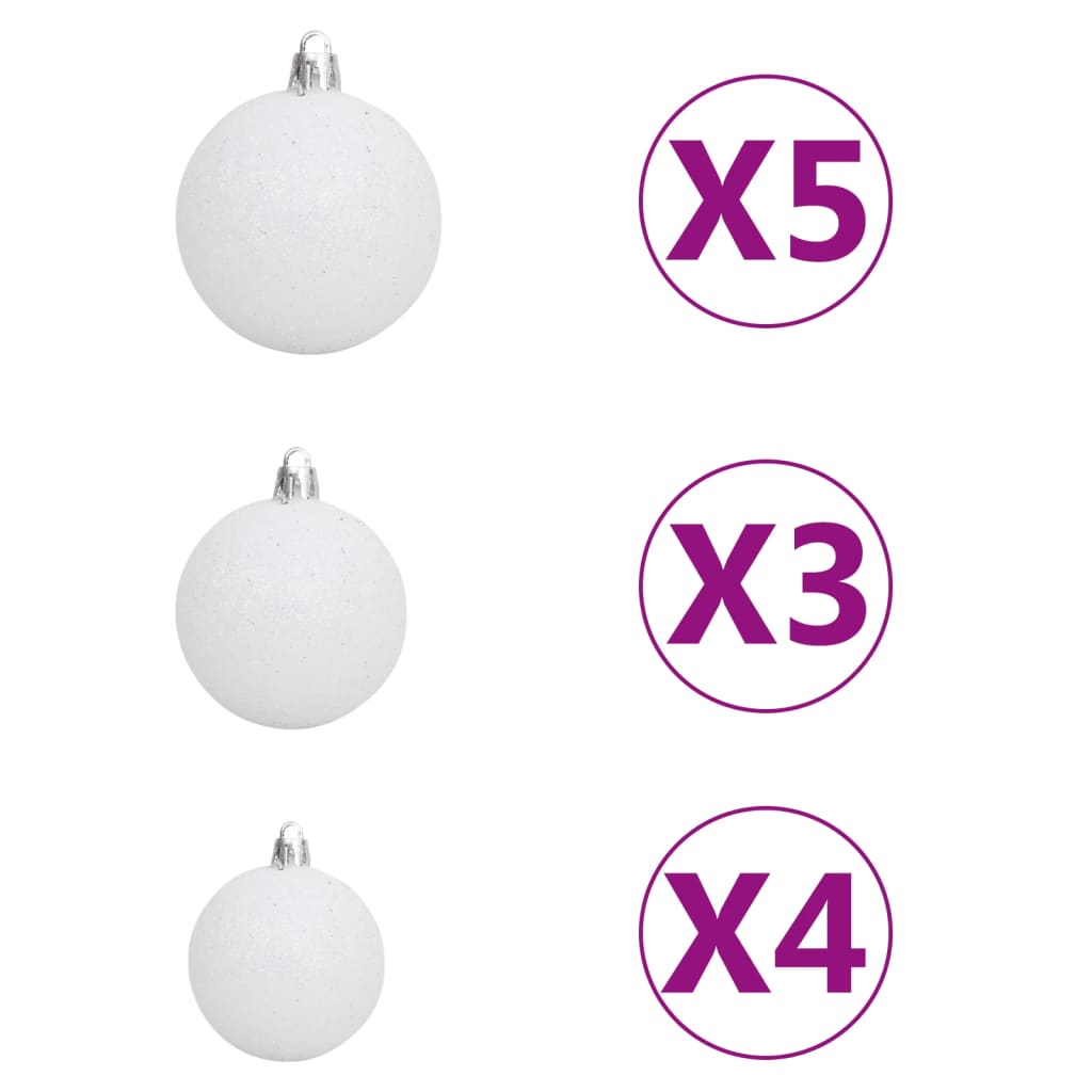 vidaXL kunstigt juletræ m. LED-lys + kugler + puddersne PVC PE 180 cm