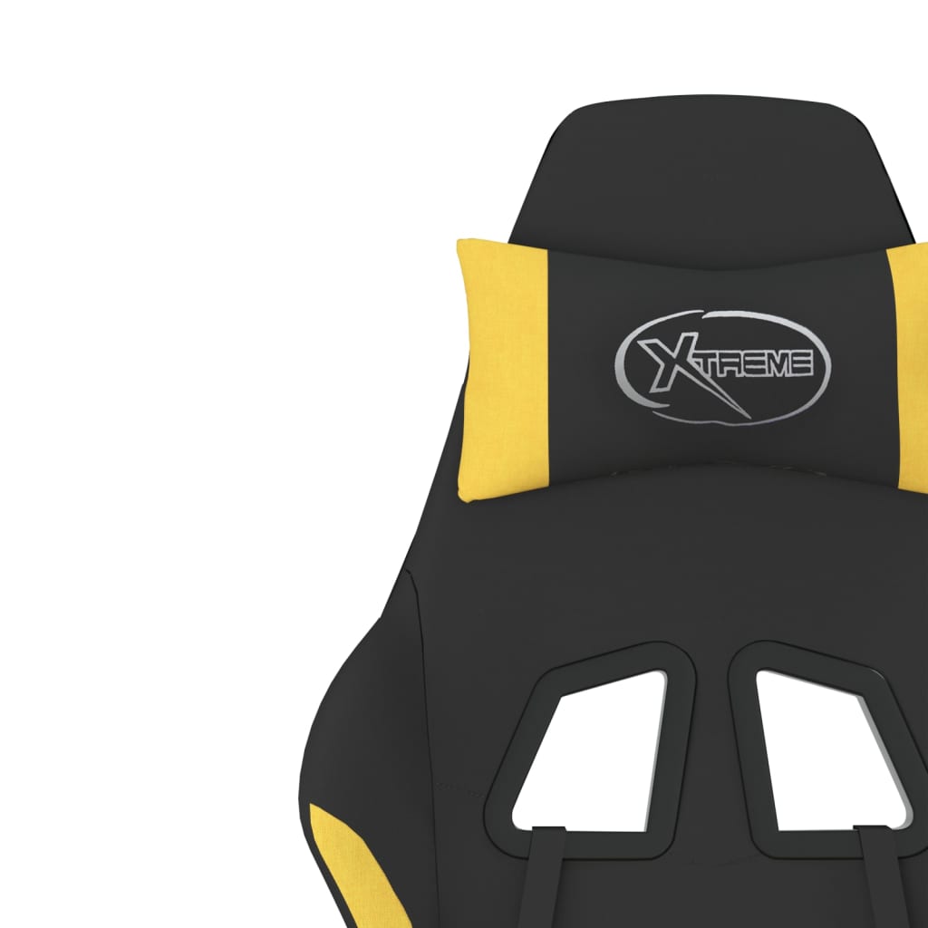 vidaXL gamingstol med fodstøtte stof sort og gul