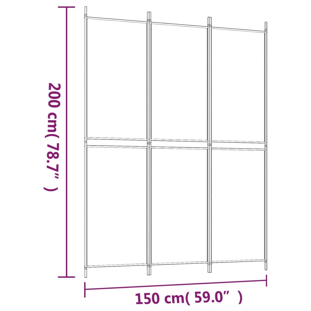 vidaXL 3-panels rumdeler 150x200 cm stof antracitgrå
