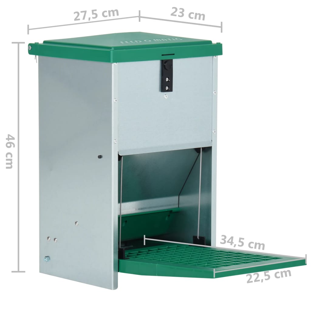 vidaXL automatisk foderautomat til fjerkræ 8 kg med trædeplade