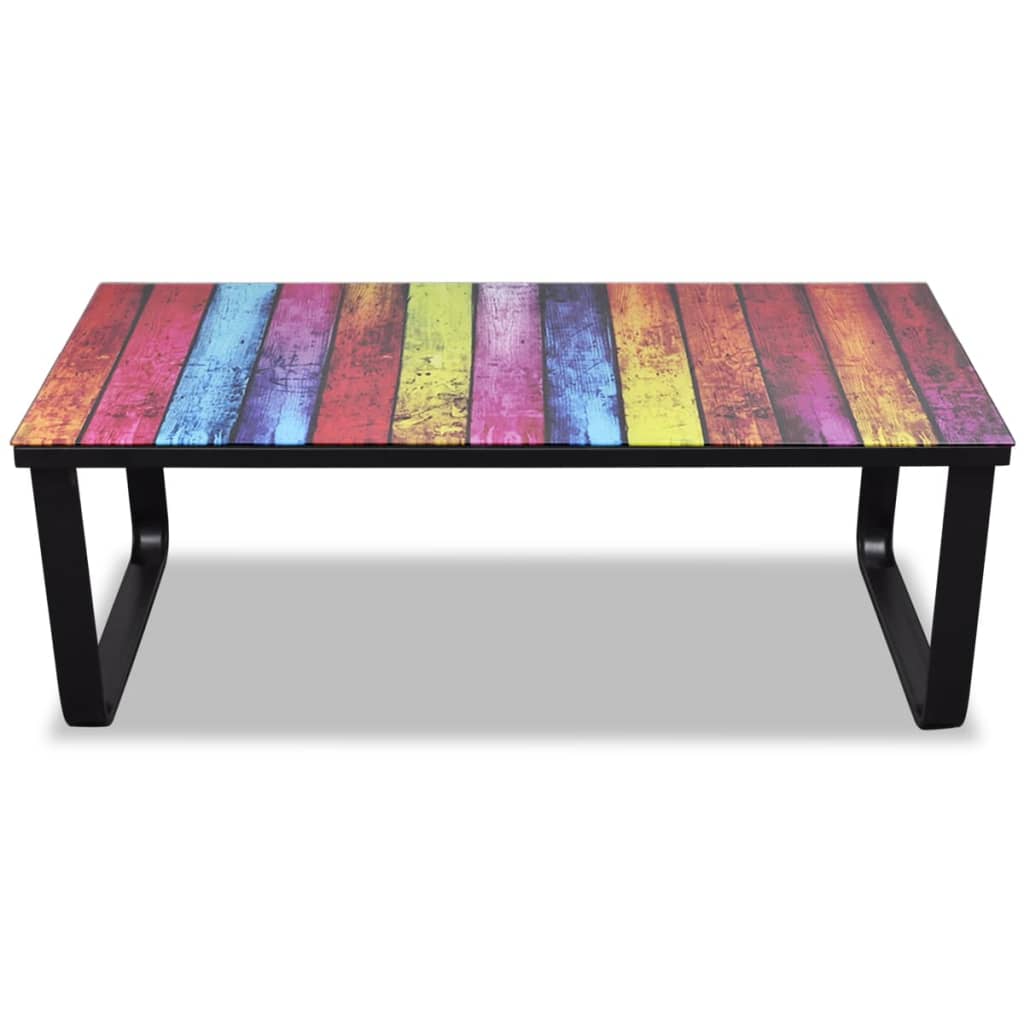 vidaXL sofabord med regnbueprint glasbordplade