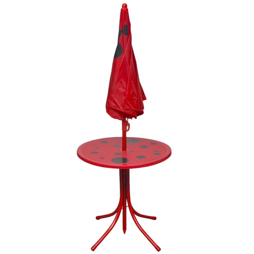 vidaXL udendørs bistrosæt til børn 3 dele med parasol rød