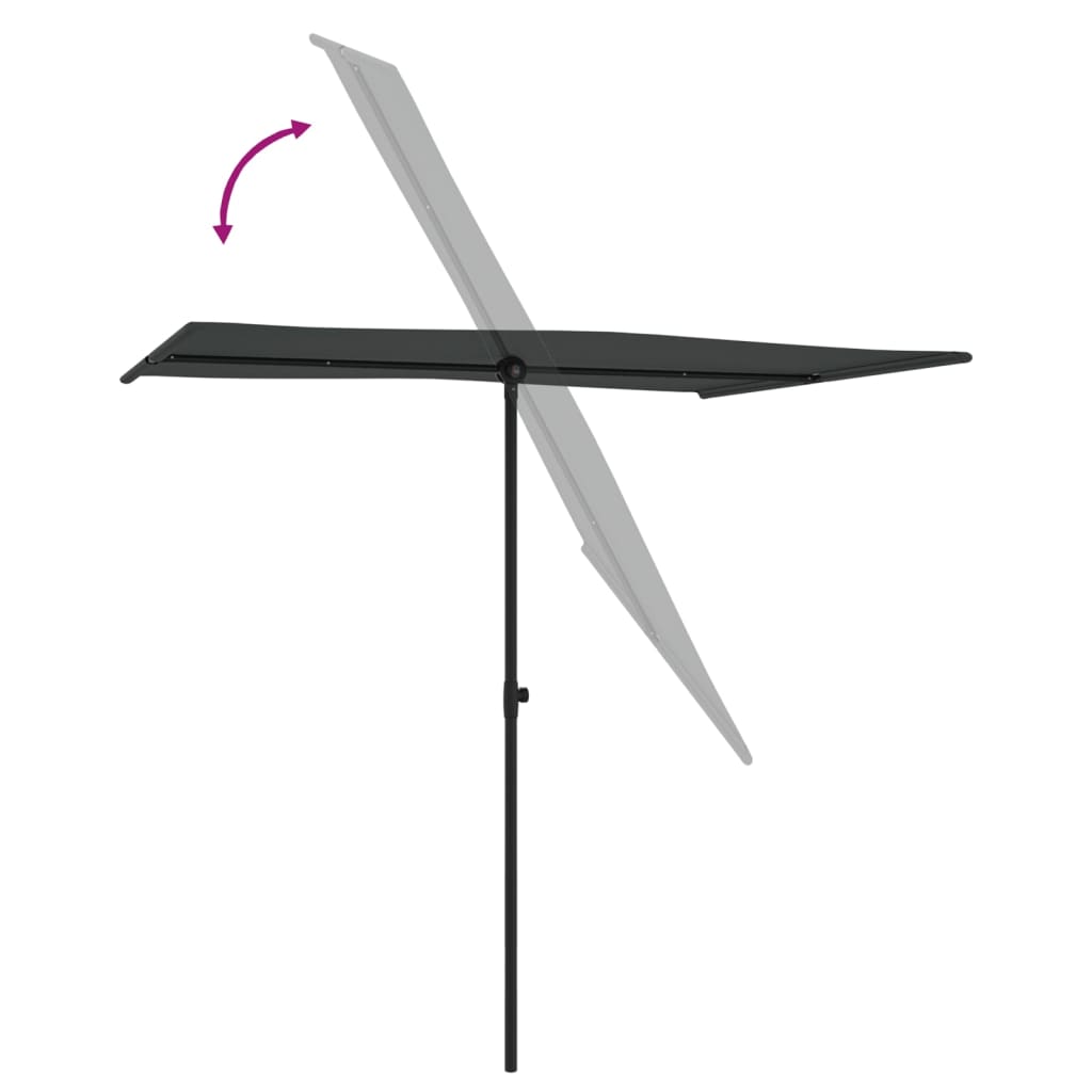 vidaXL parasol med aluminiumstang 2x1,5 m antracitgrå