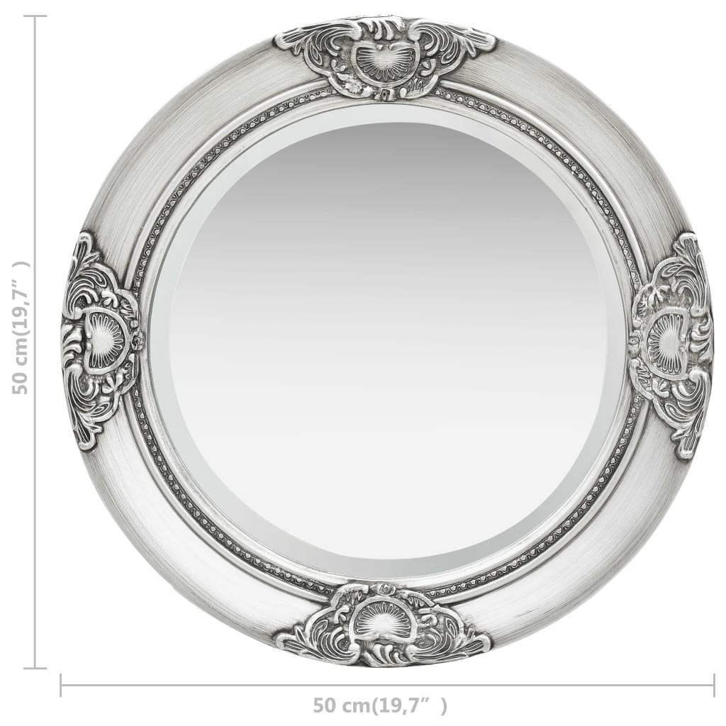 vidaXL vægspejl 50 cm barokstil sølvfarvet