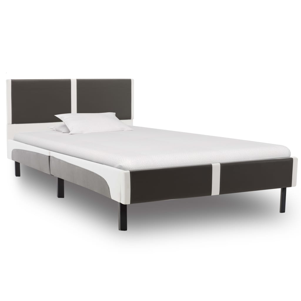vidaXL sengestel 90 x 200 cm grå og hvid kunstlæder