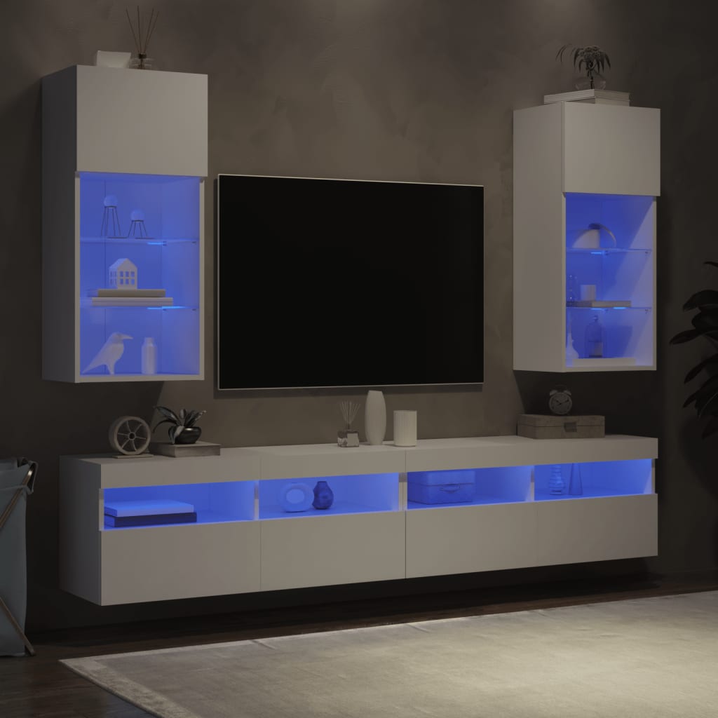 vidaXL tv-borde med LED-lys 2 stk. 40,5x30x90 cm hvid