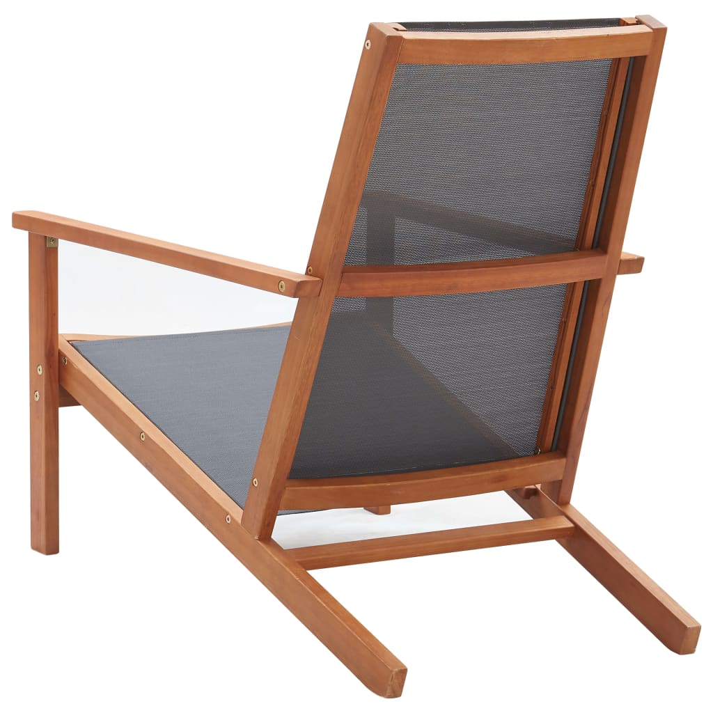 vidaXL loungestol til haven massivt eukalyptustræ textilene grå