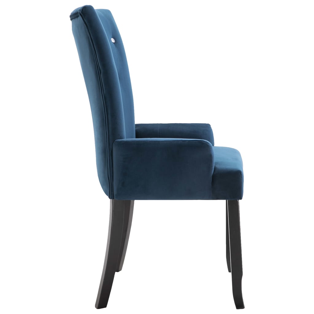 vidaXL spisebordsstol med armlæn fløjl mørkeblå