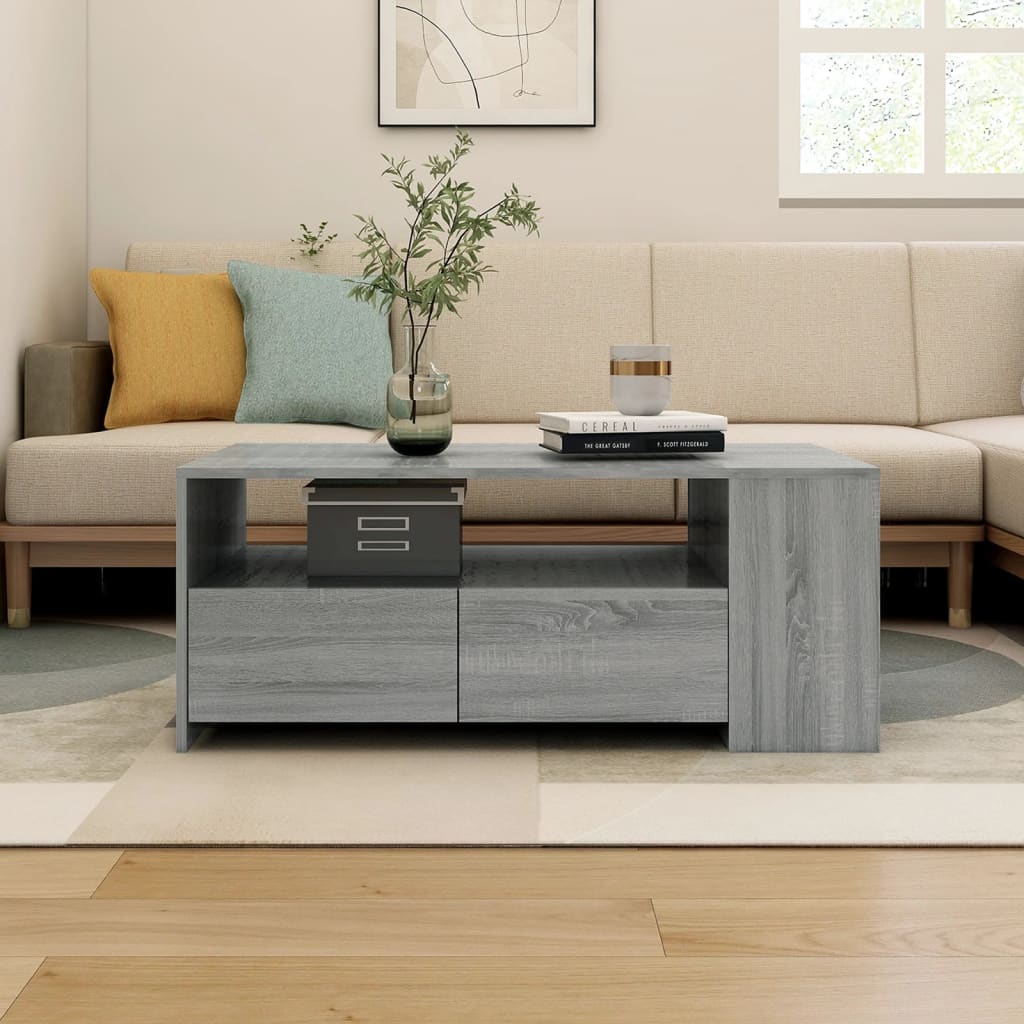vidaXL sofabord 102x55x42 cm konstrueret træ grå sonoma-eg