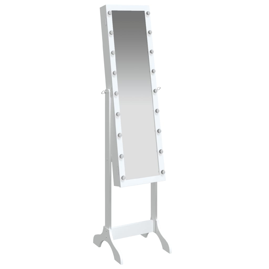 vidaXL fritstående spejl med LED 34x37x146 cm hvid