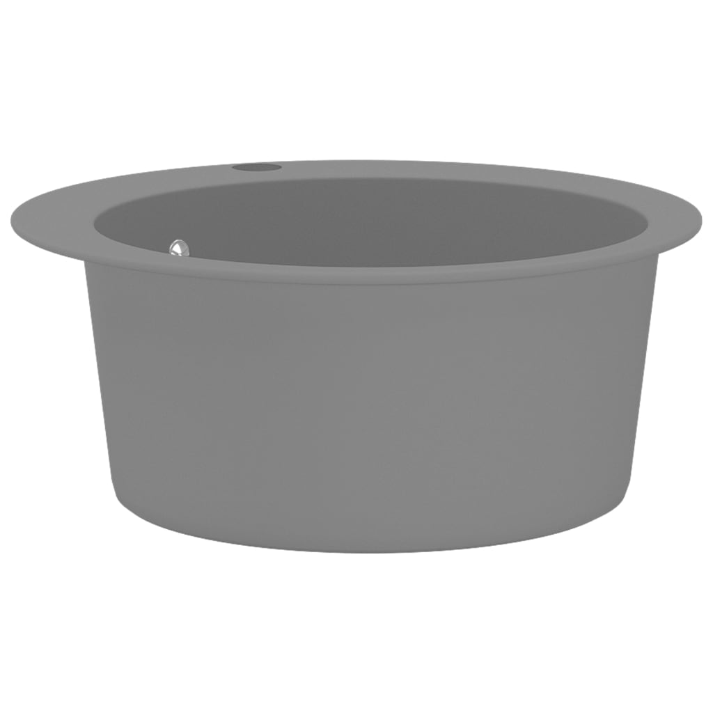 vidaXL køkkenvask enkelt vask rund granit grå