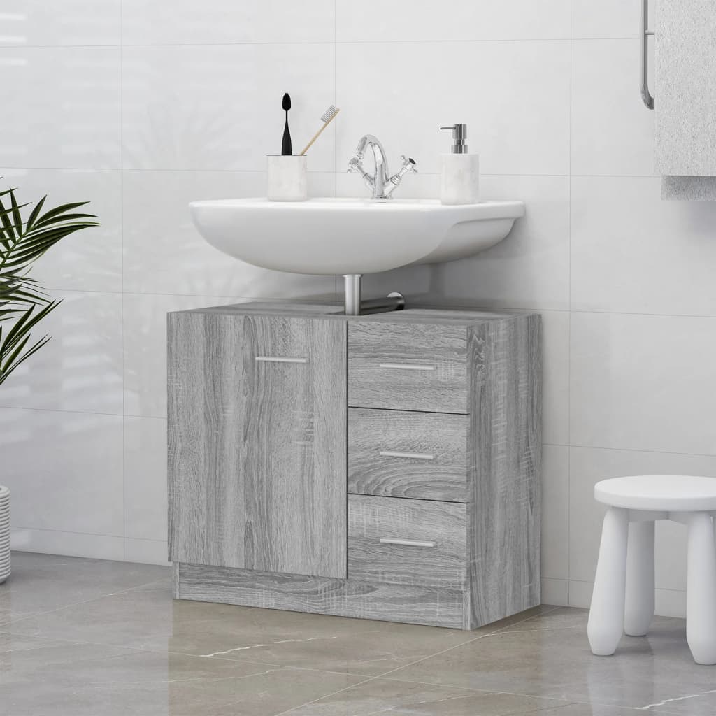 vidaXL badeværelsesskab 63x30x54 cm konstrueret træ grå sonoma-eg