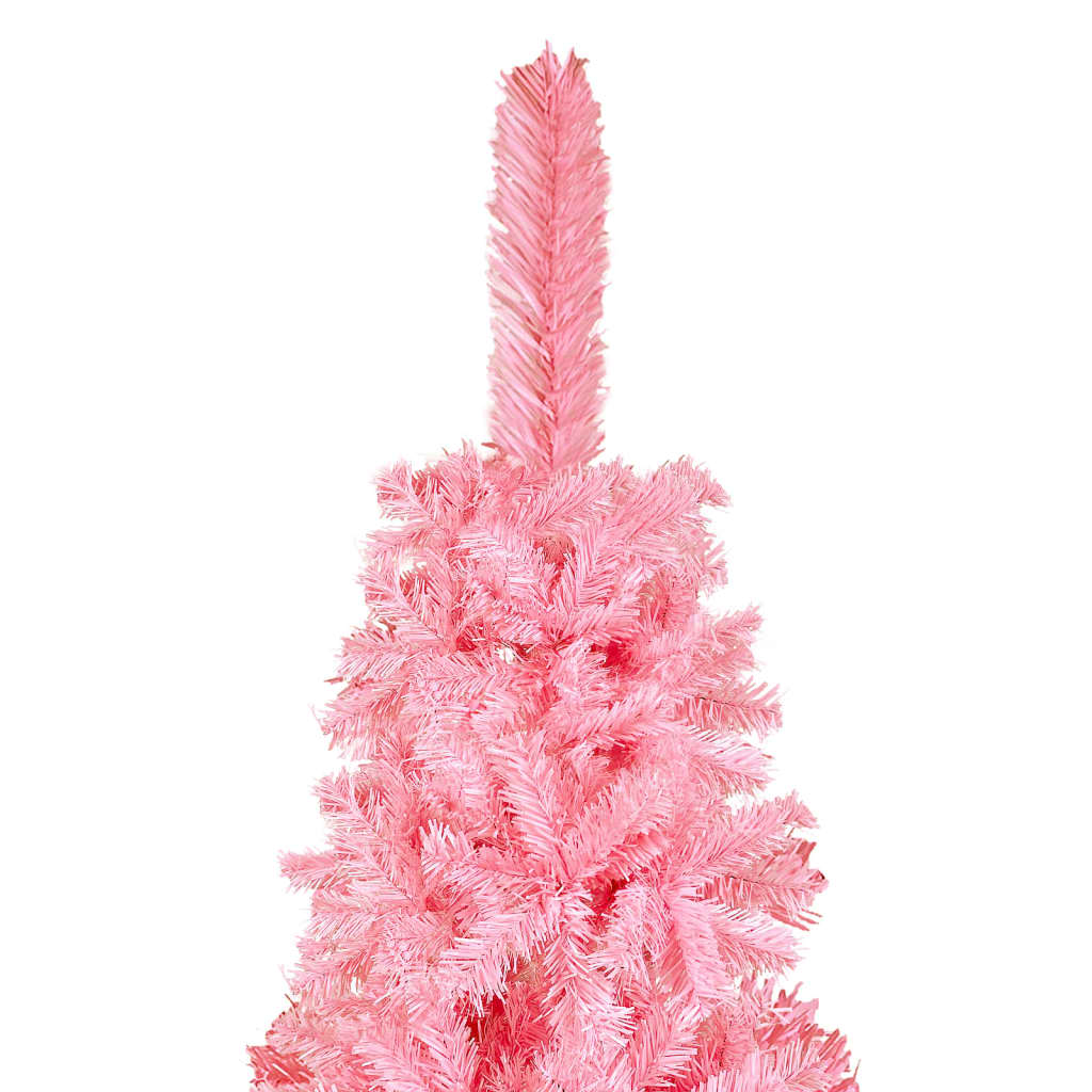 vidaXL smalt juletræ med lys og kuglesæt 210 cm lyserød