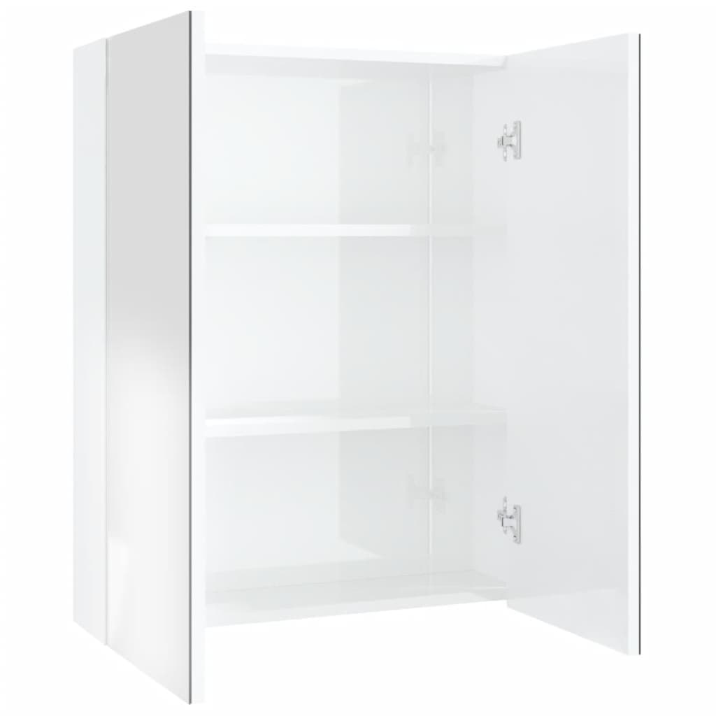 vidaXL badeværelsesskab med spejl 60x15x75 cm MDF skinnende hvid