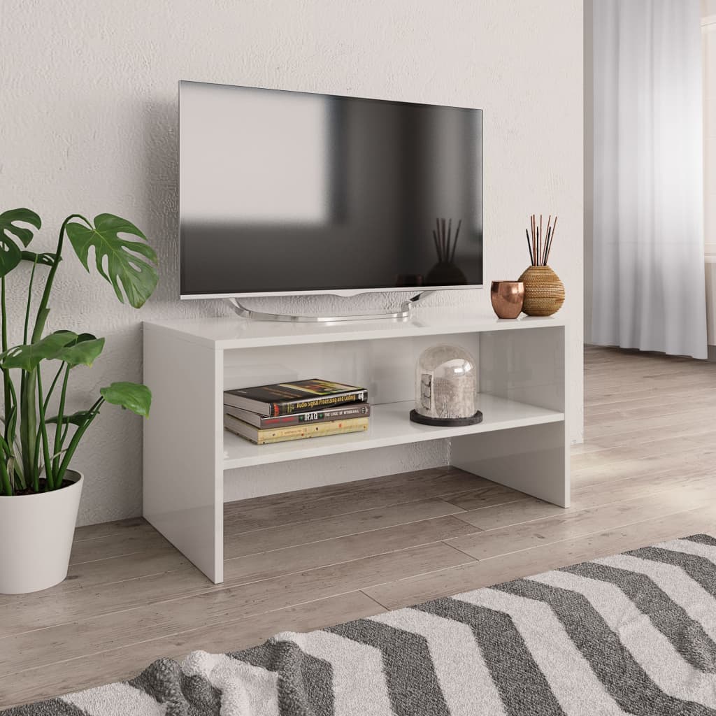 vidaXL tv-bord 80x40x40 cm konstrueret træ hvid højglans