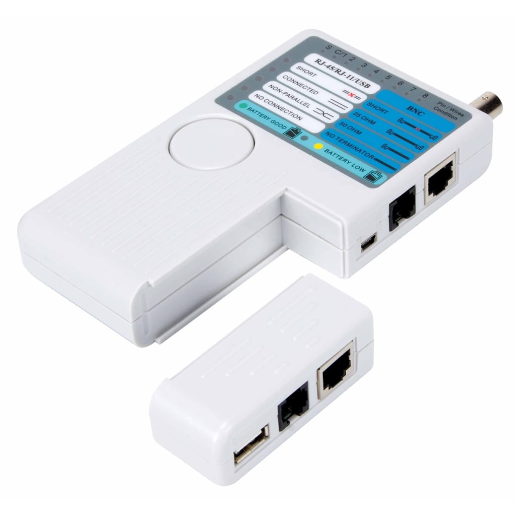 Velleman 5-i-1 USB- og netværkskabeltester hvid VTLAN7