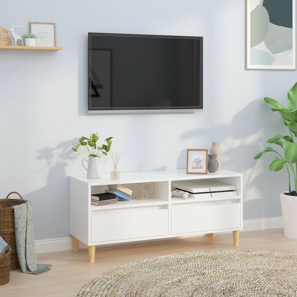 vidaXL tv-bord 100x34,5x44,5 cm konstrueret træ hvid højglans