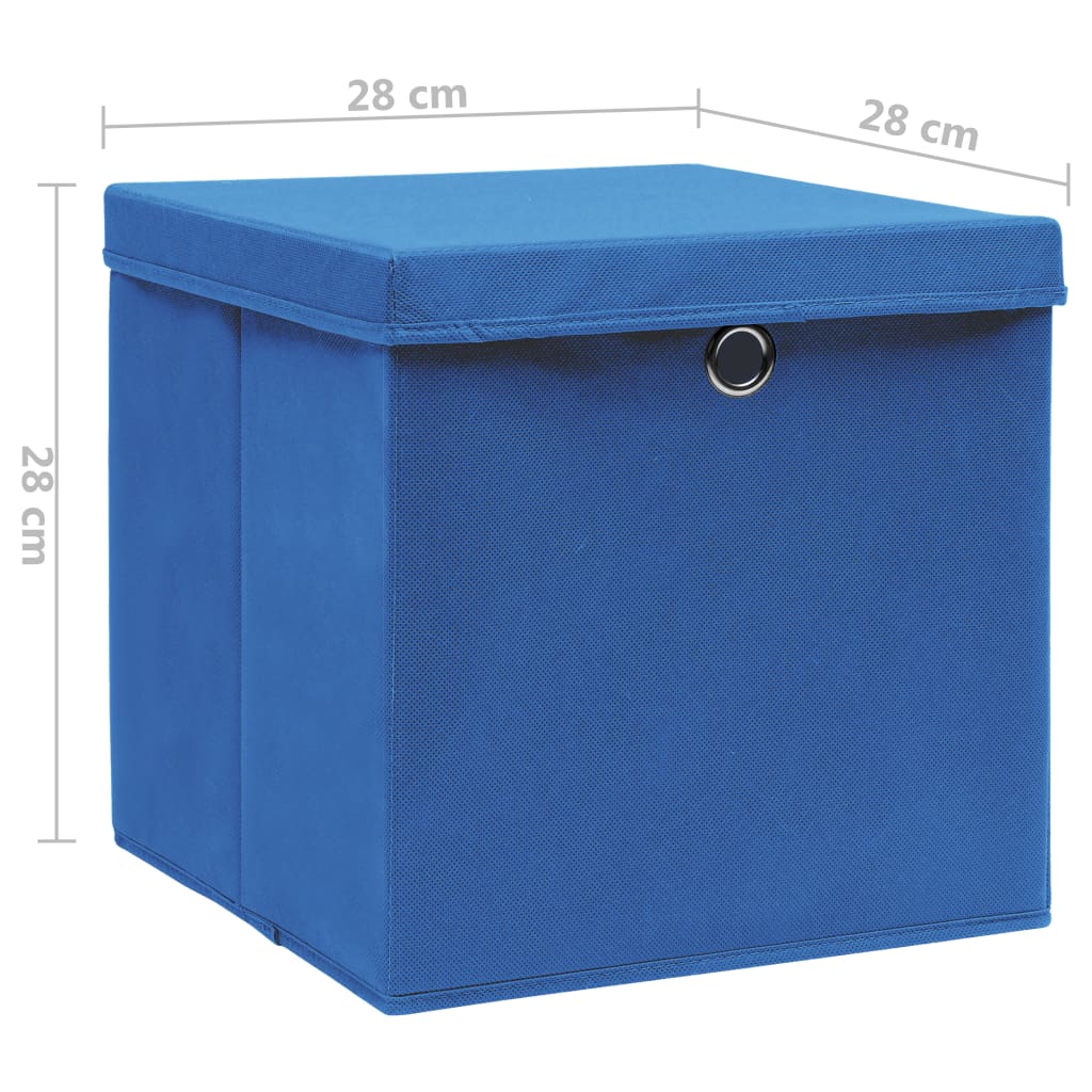 vidaXL opbevaringskasser med låg 4 stk. 28x28x28 cm blå