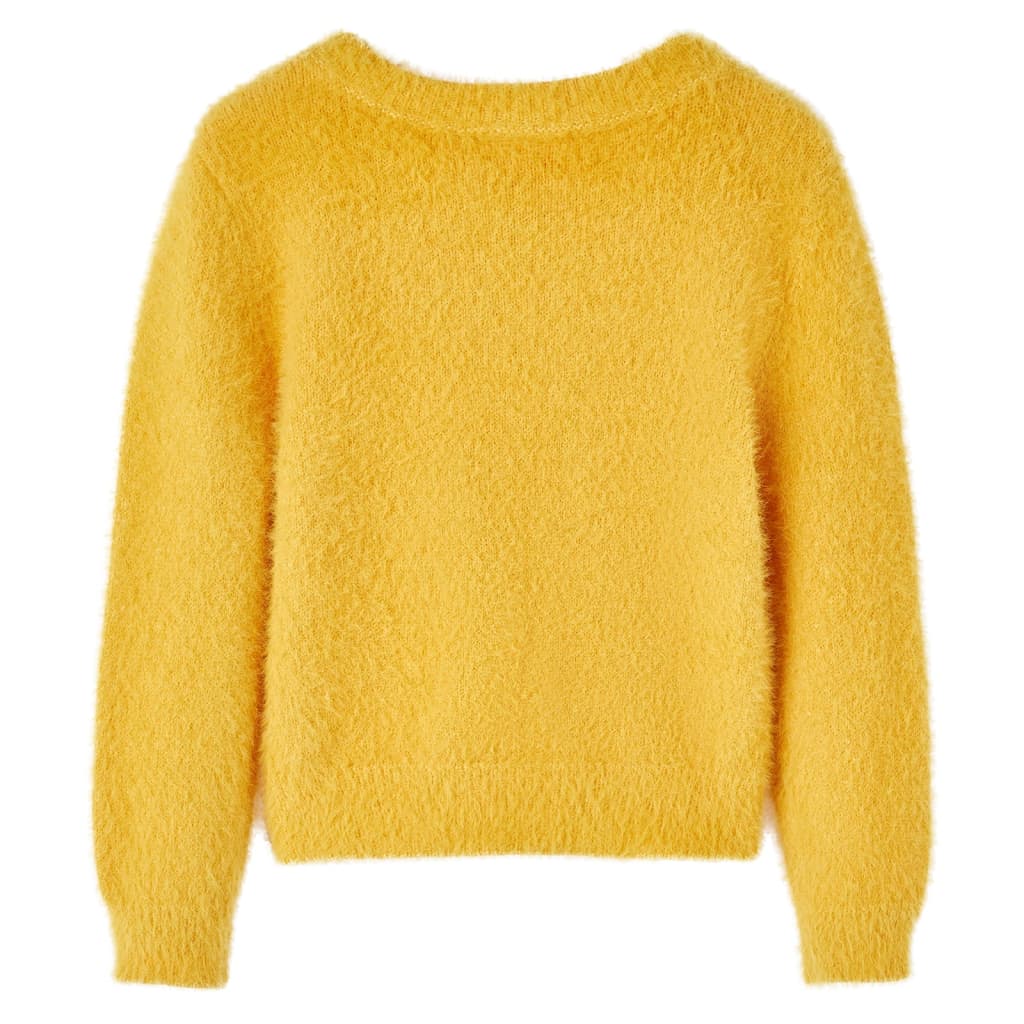 Sweater til børn str. 92 strikket okkergul