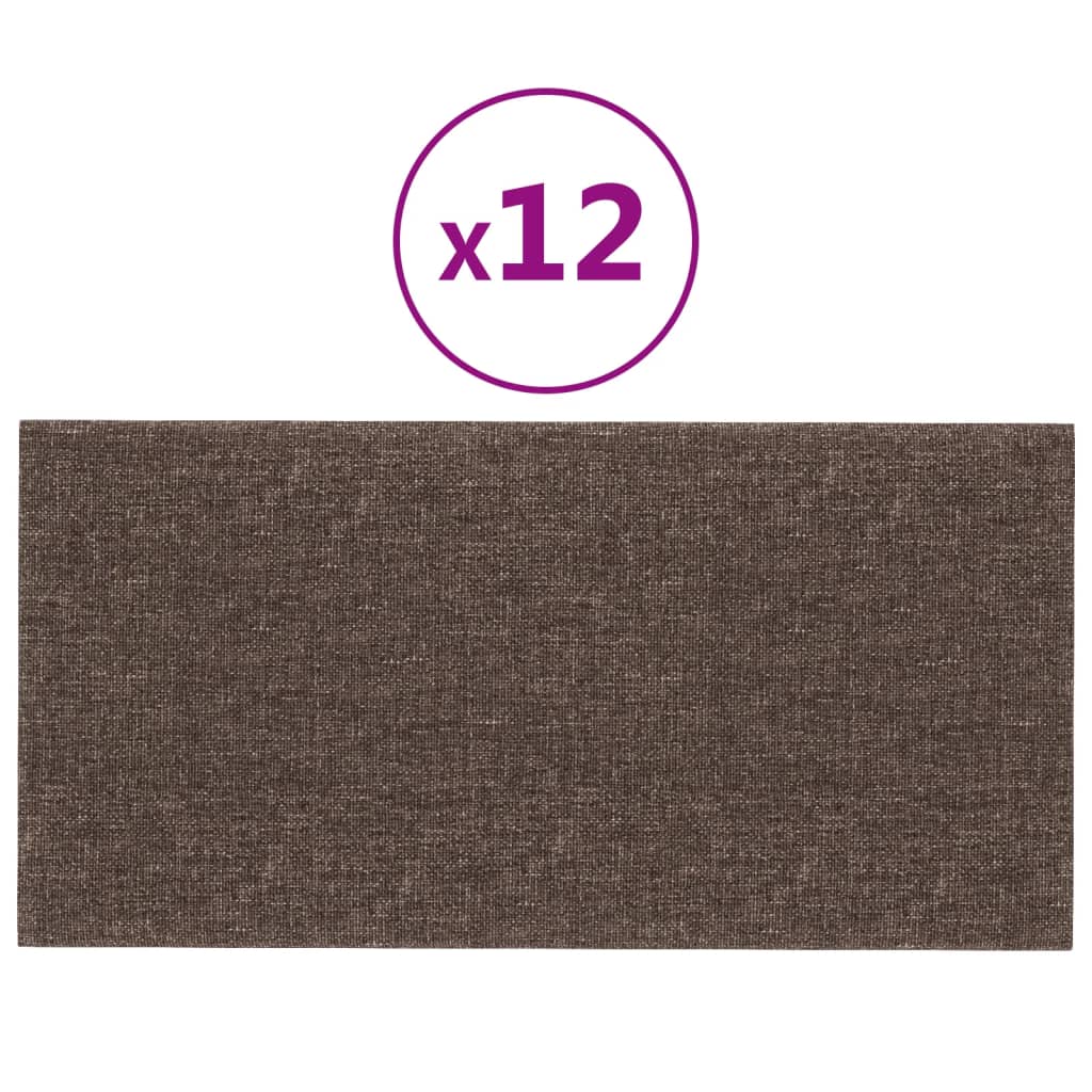 vidaXL vægpaneler 12 stk. 30x15 cm 0,54 m² stof gråbrun