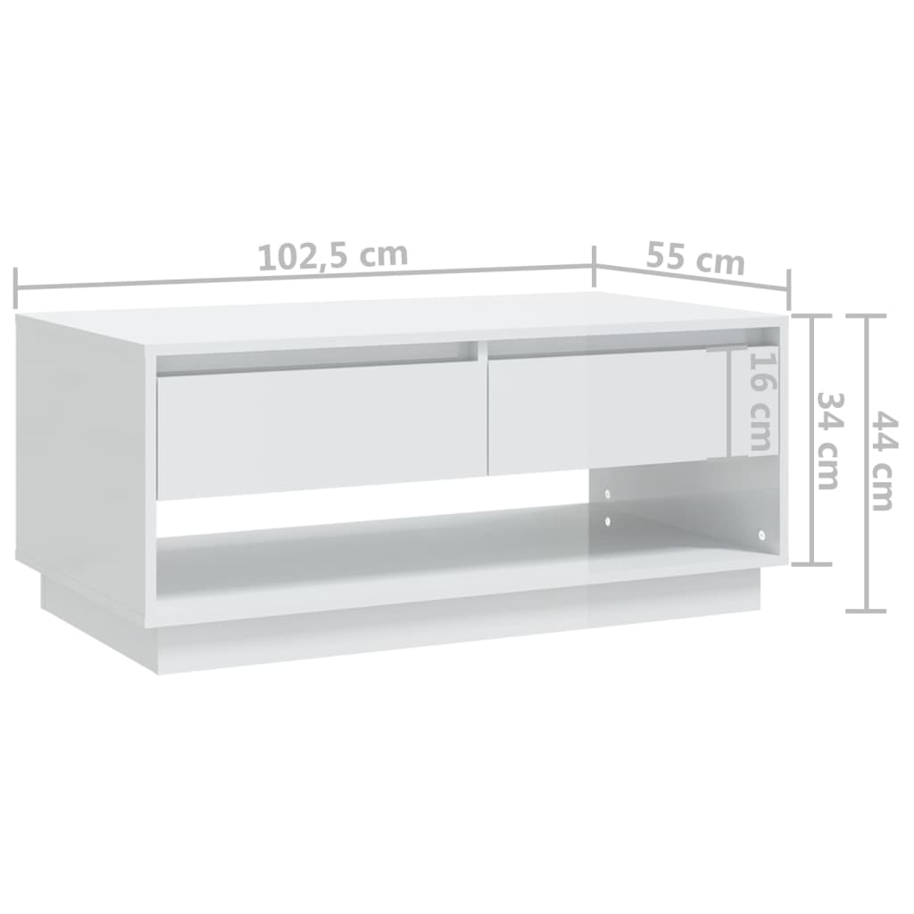 vidaXL sofabord 102,5x55x44 cm konstrueret træ hvid højglans