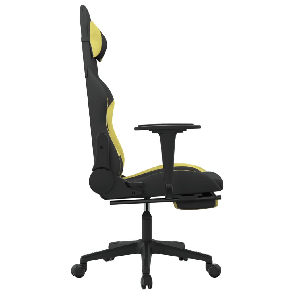 vidaXL gamingstol med fodstøtte stof sort og lysegrøn