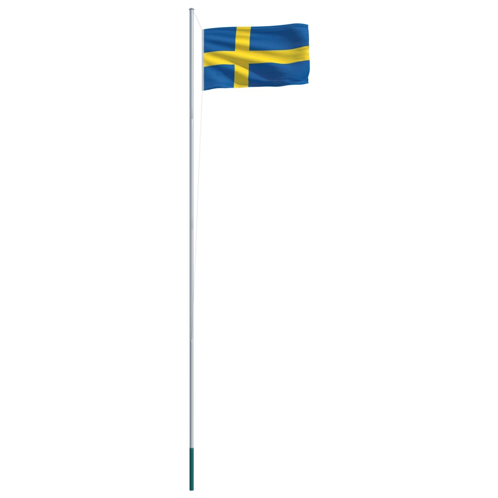 vidaXL det svenske flag og flagstang 6,2 m aluminium