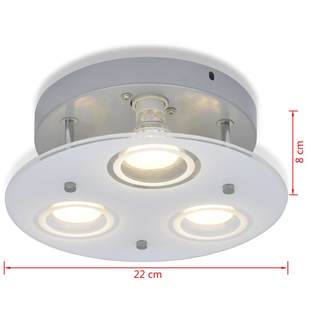 Rund LED-loftslampe med 3 pærer