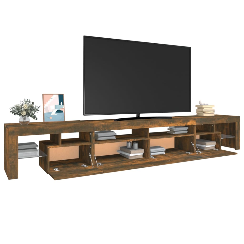 vidaXL tv-bord med LED-lys 260x36,5x40 cm røget egetræsfarve